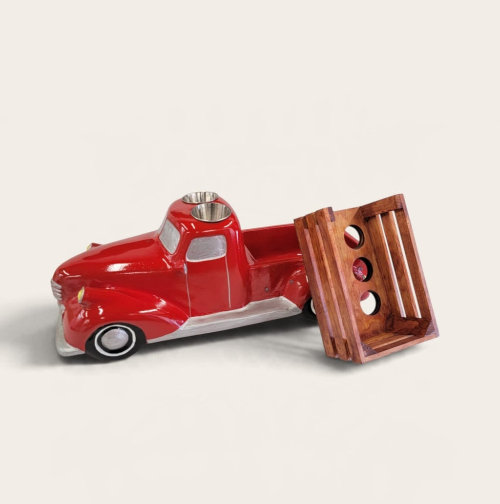 Mint Classic Truck Shot Flight Tray with LED Lights, Handmade 6 Shot Glass Holder