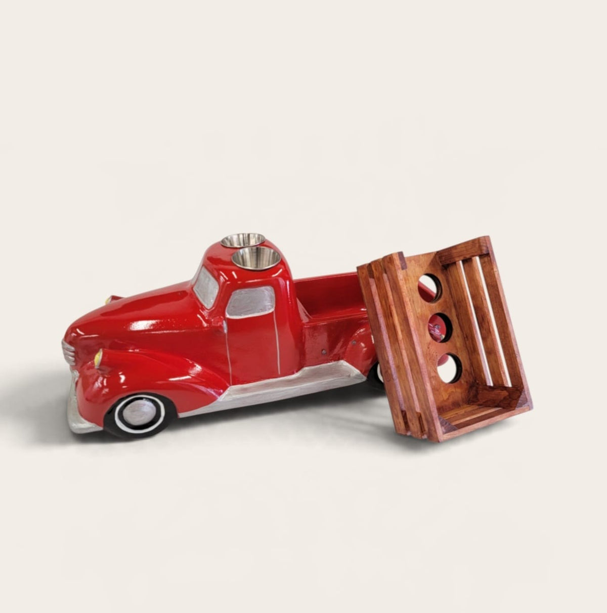 Mint Classic Truck Shot Flight Tray with LED Lights, Handmade 6 Shot Glass Holder