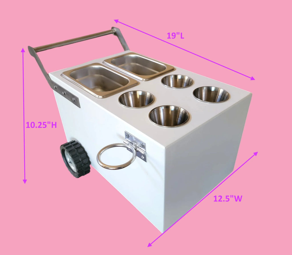 Table Top 2 compartments Ice Cream Cart / Snack Cart/Churro cart with Paleta Cart Handle - Boost your sales