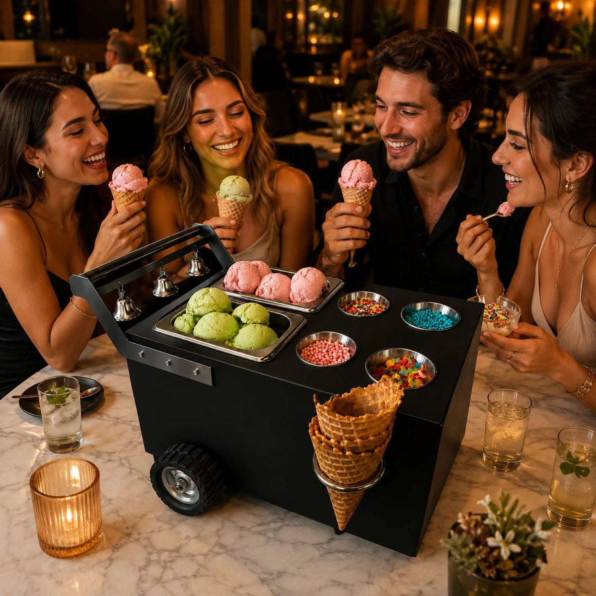 Table Top 2 compartments Ice Cream Cart / Snack Cart/Churro cart with Paleta Cart Handle - Boost your sales