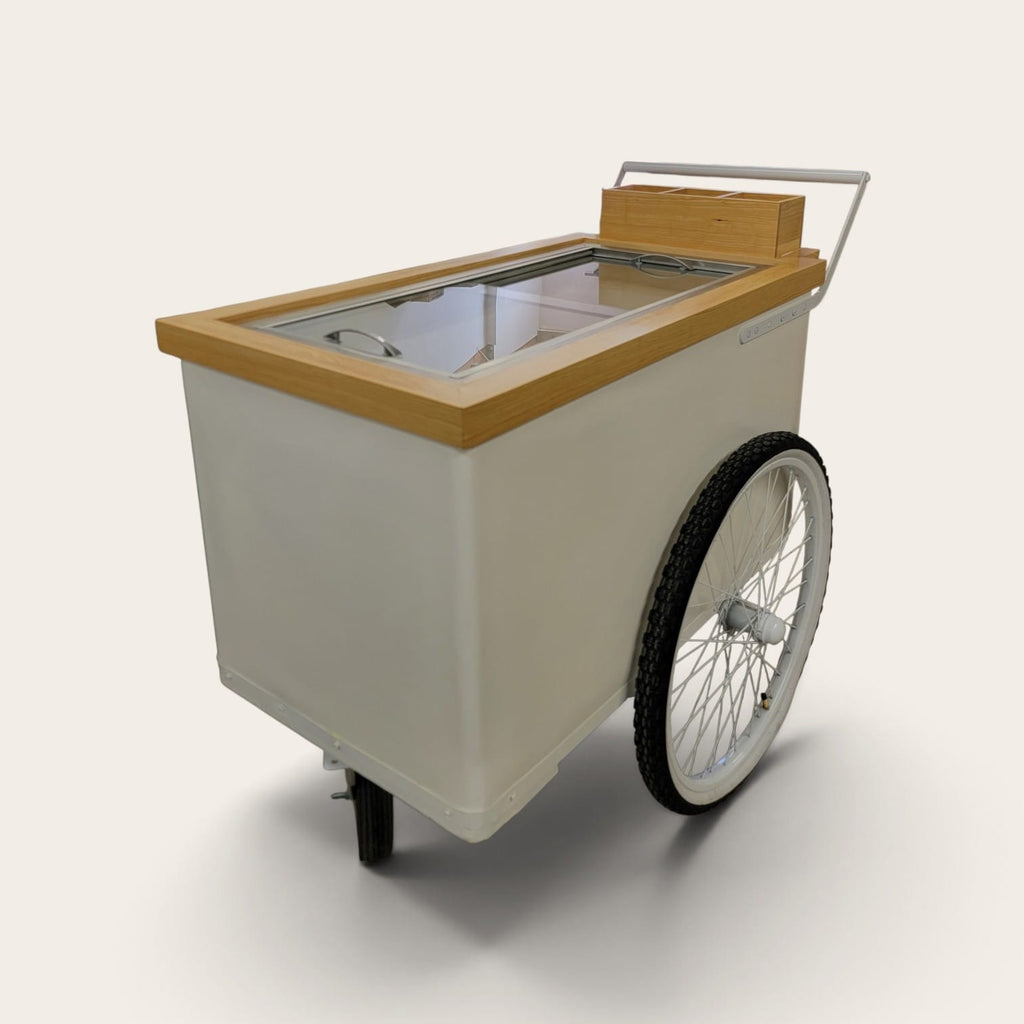Elegant Large White Popsicle Cart with Sliding Glass Doors – 3 Unique Looks