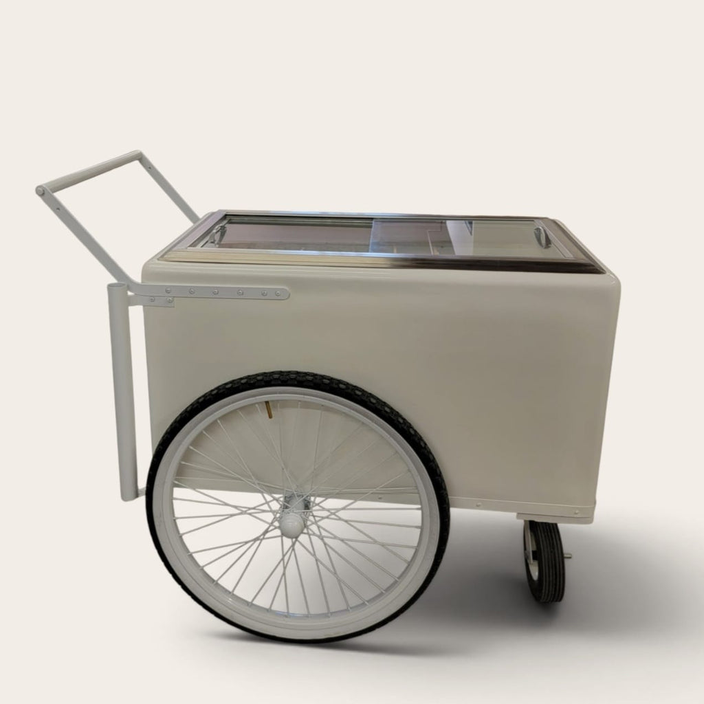 Elegant Large White Popsicle Cart with Sliding Glass Doors – 3 Unique Looks