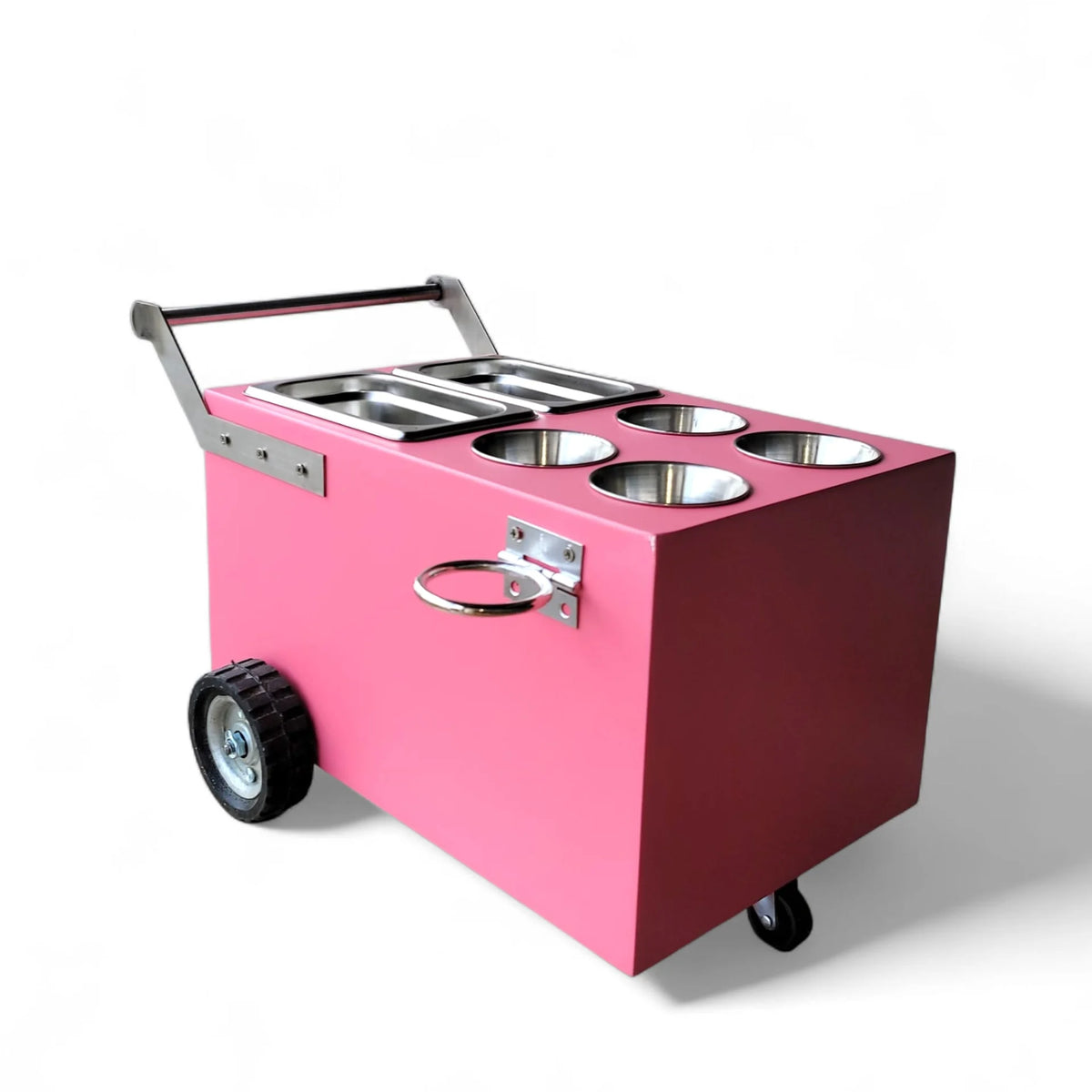 Table Top 2 compartments Ice Cream Cart / Snack Cart/Churro cart with Paleta Cart Handle - Boost your sales<span> - </span>Pink image
