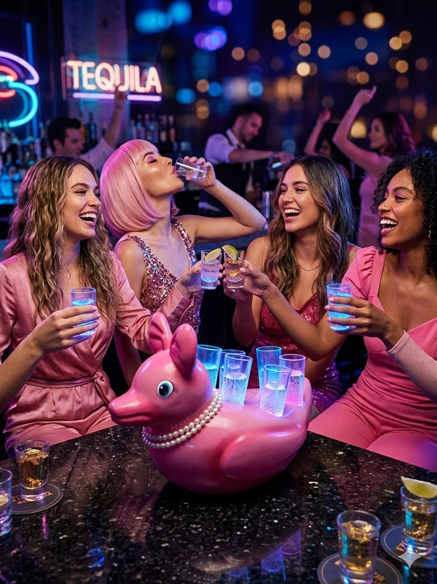 Pink LED Duck Shot Tray for 6 – Light Up Shot Glass Holder | Unique Party Shot Flight Tray for Bars & Bachelorette Parties image 1