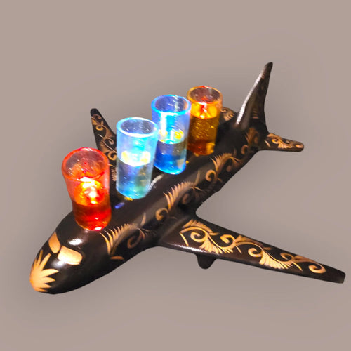 4 Shot Black Airplane Tequila Flight Tray with Stunning Lights image 0