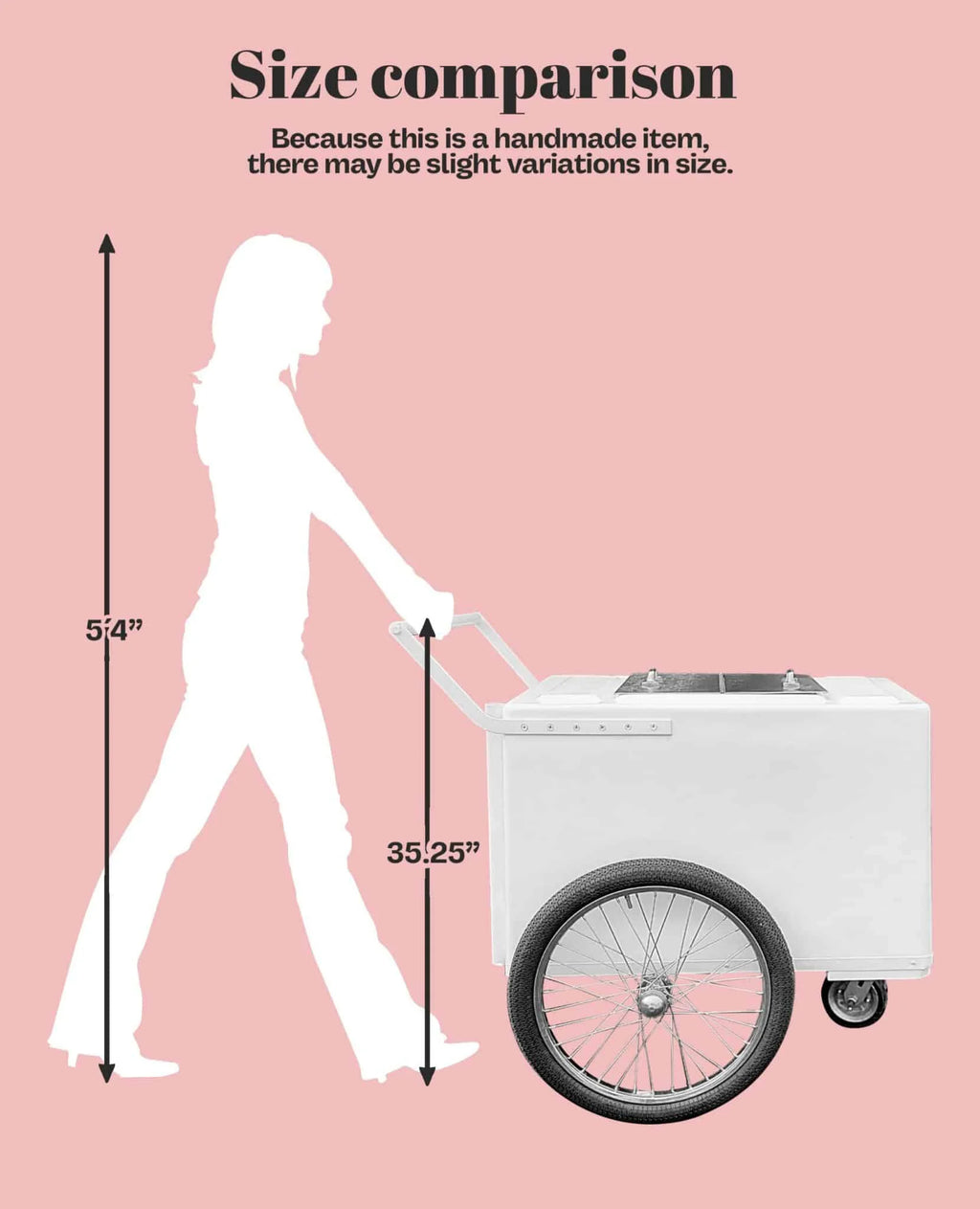 Tall Standard Size White with Gold trim Popsicle Cart with  Glass Door and  Bicycle Tires image 6