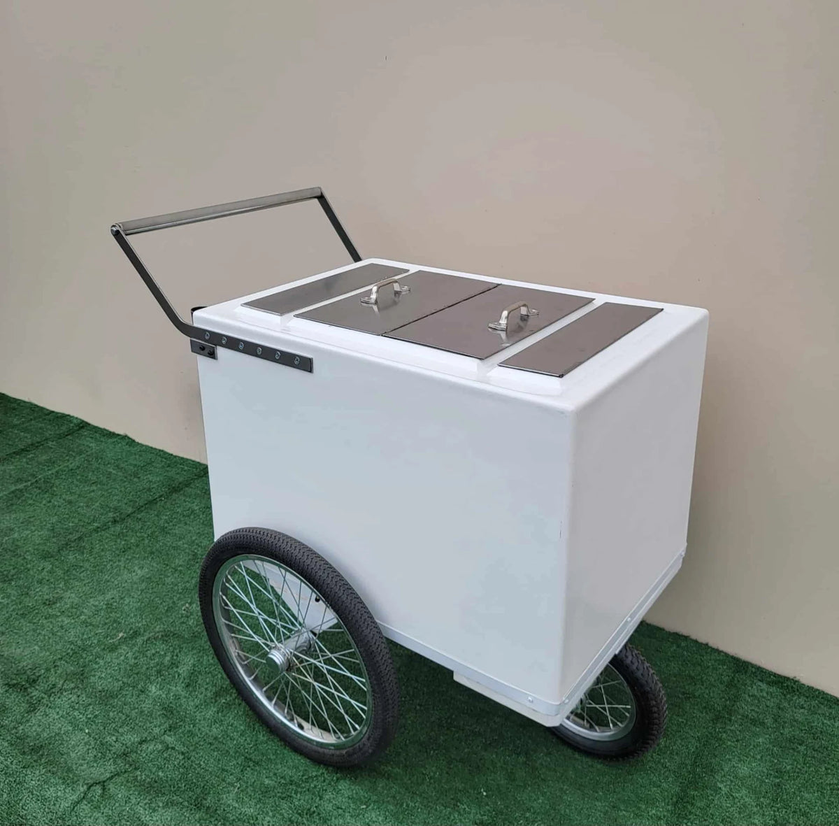 Tall Standard Popsicle Cart with Bicycle Tires &amp; Chrome Trim, 3 top openings image 5