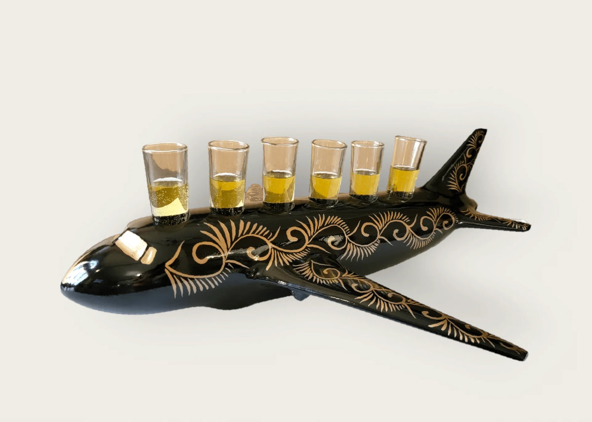 6 Shot Black Fiberglass Airplane Tequila Flight Tray with Stunning Lights image 4