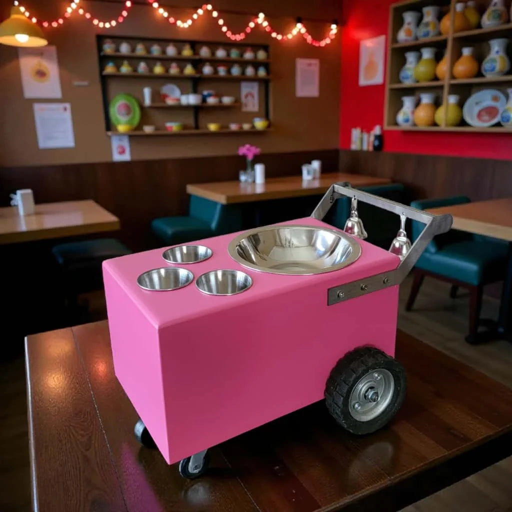 Colorful Small Table Top Ice Cream Cart / Snack Cart / Churro cart  – Boost Your Business<span> - </span>Alfabeto Pink image
