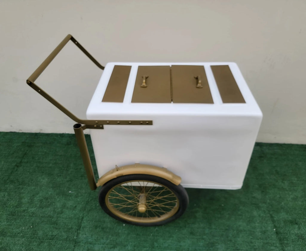Tall Standard Size Popsicle Cart with Gold Trim and Bicycle Tires and 3 top openings image 4