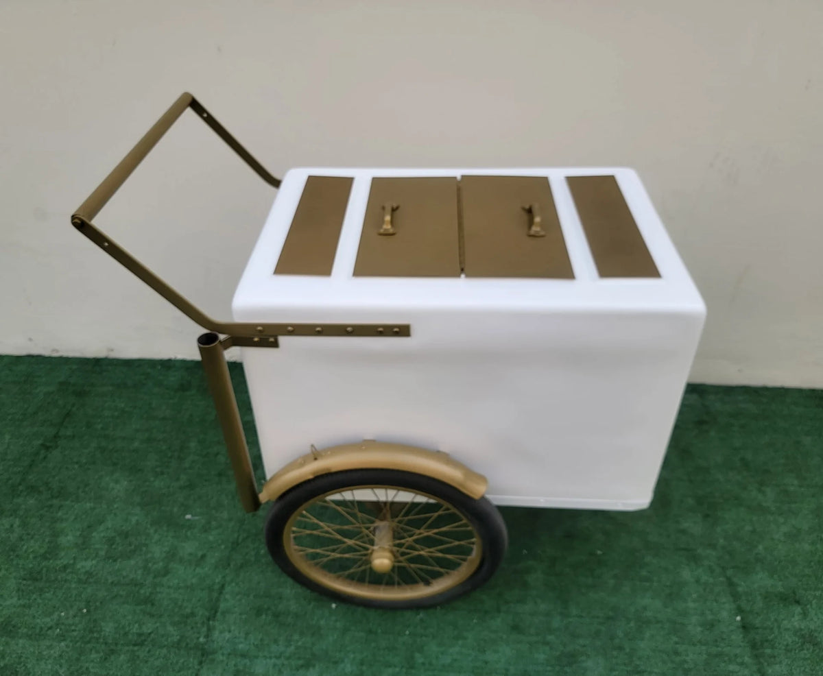 Tall Standard Size Popsicle Cart with Gold Trim and Bicycle Tires and 3 top openings image 4