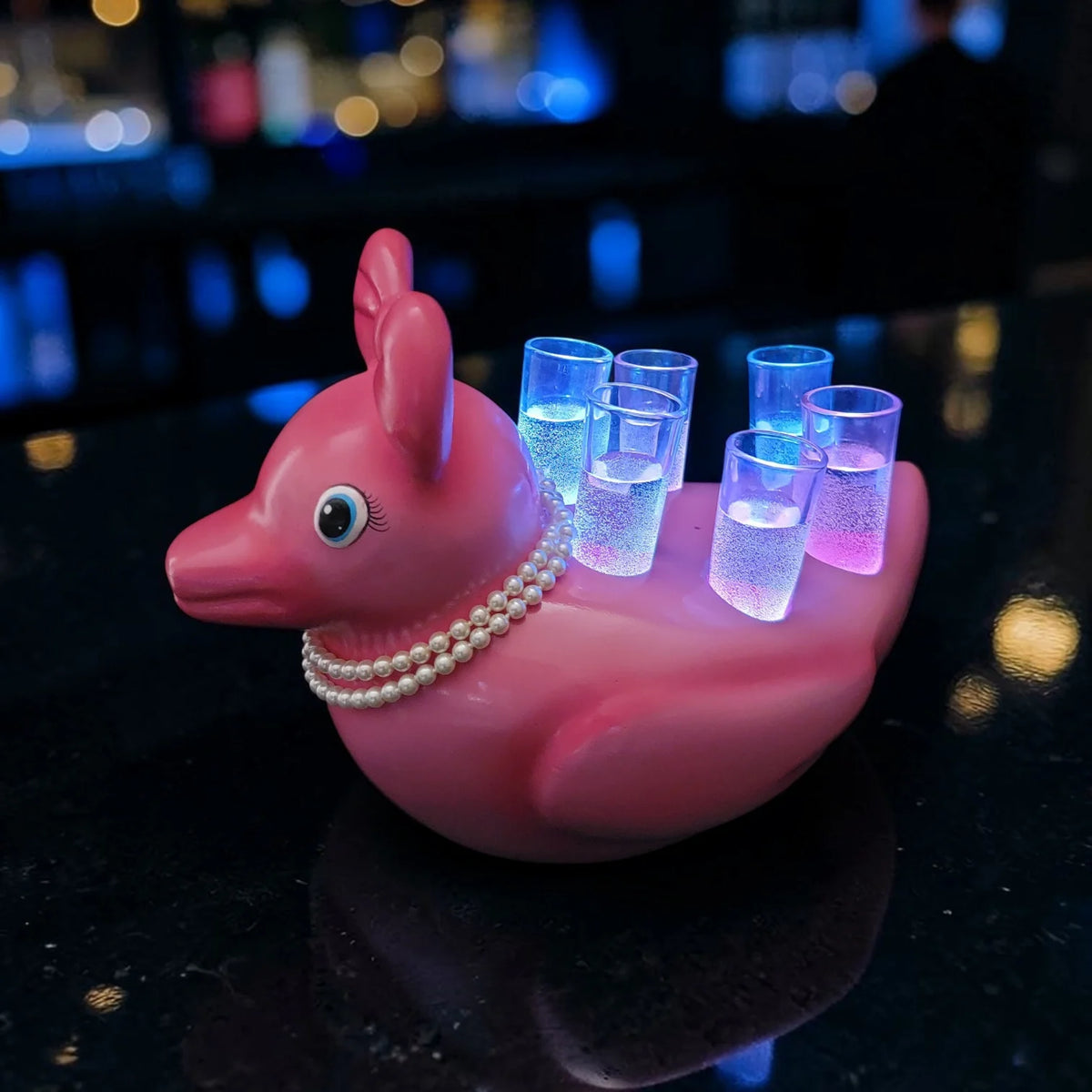 Pink LED Duck Shot Tray for 6 – Light Up Shot Glass Holder | Unique Party Shot Flight Tray for Bars & Bachelorette Parties image 0