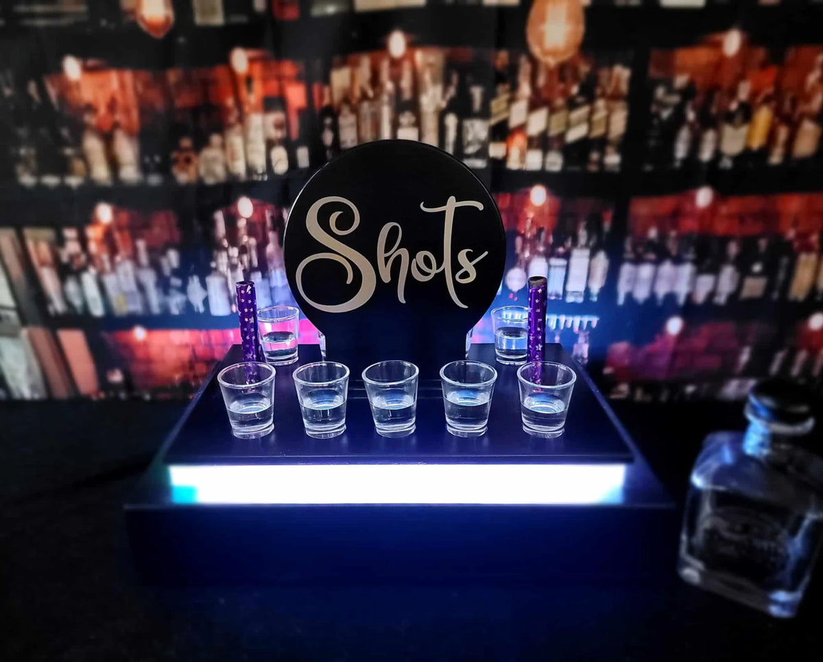 Tasting Flight Tray with Multicolor Lighting – Perfect for Celebrations image 0
