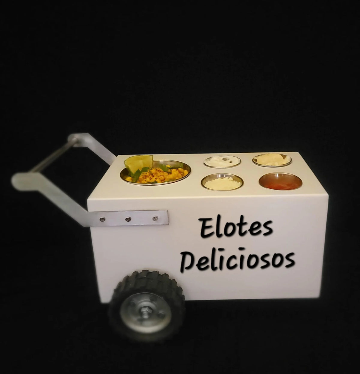 Mini Table Top Churro Cart, Esquite Cart, Elote Cart, Corn Cart, Dessert Display Cart for Home or Business with 4 toppings containers image 4