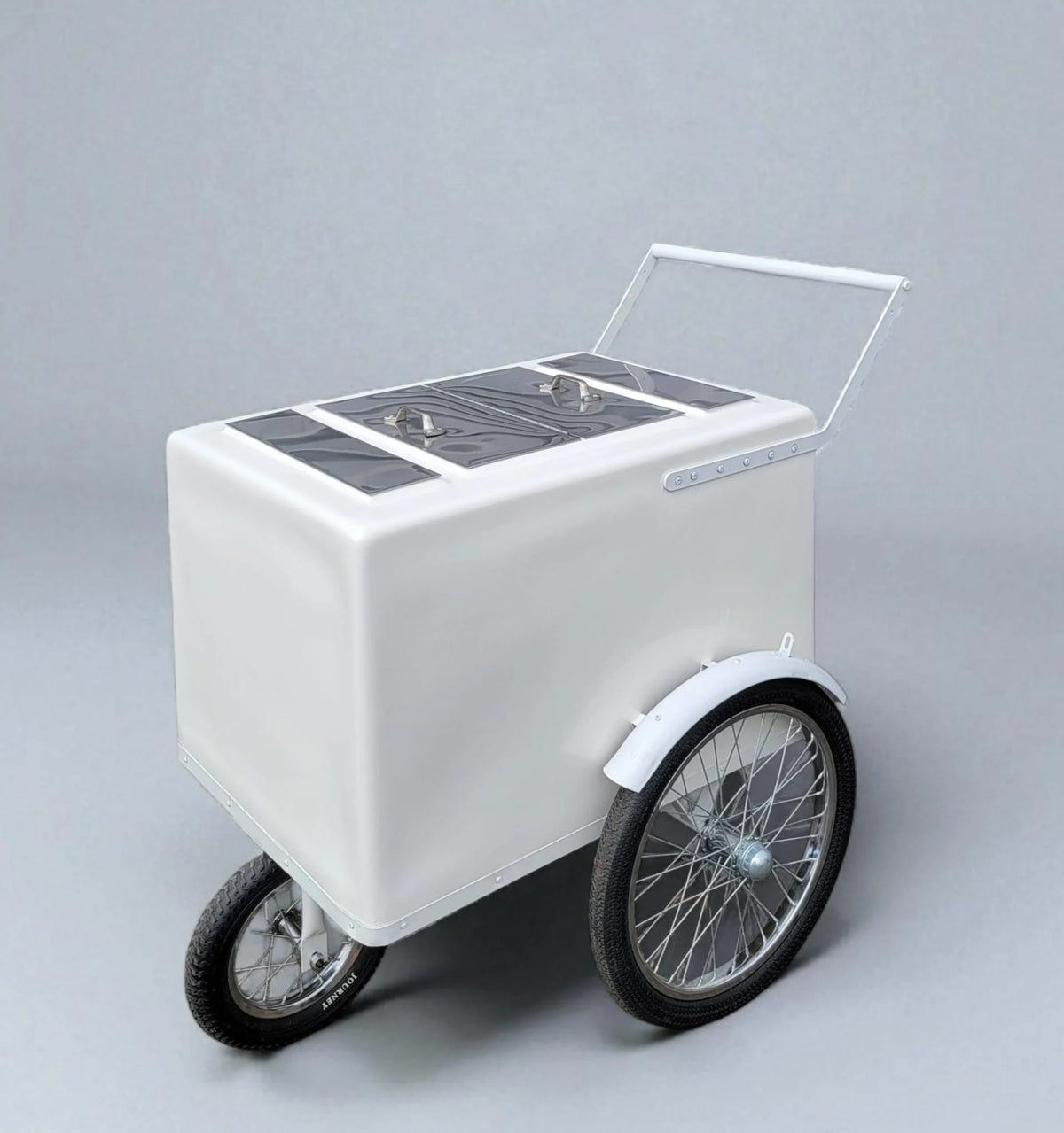 Tall Standard White Popsicle Cart with Fenders and Bicycle Tires image 4