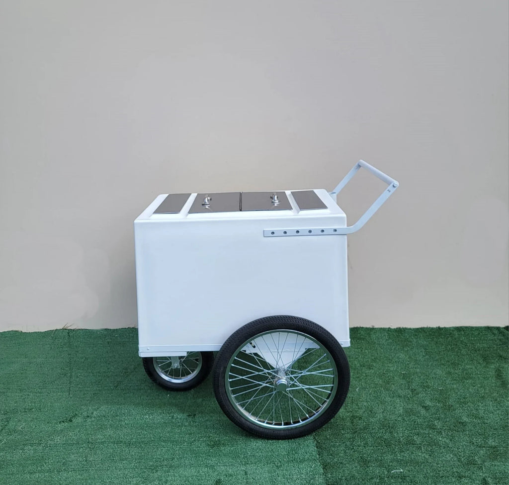 Tall Standard Popsicle Cart with Bicycle Tires &amp; White trim, 3 top openings image 0
