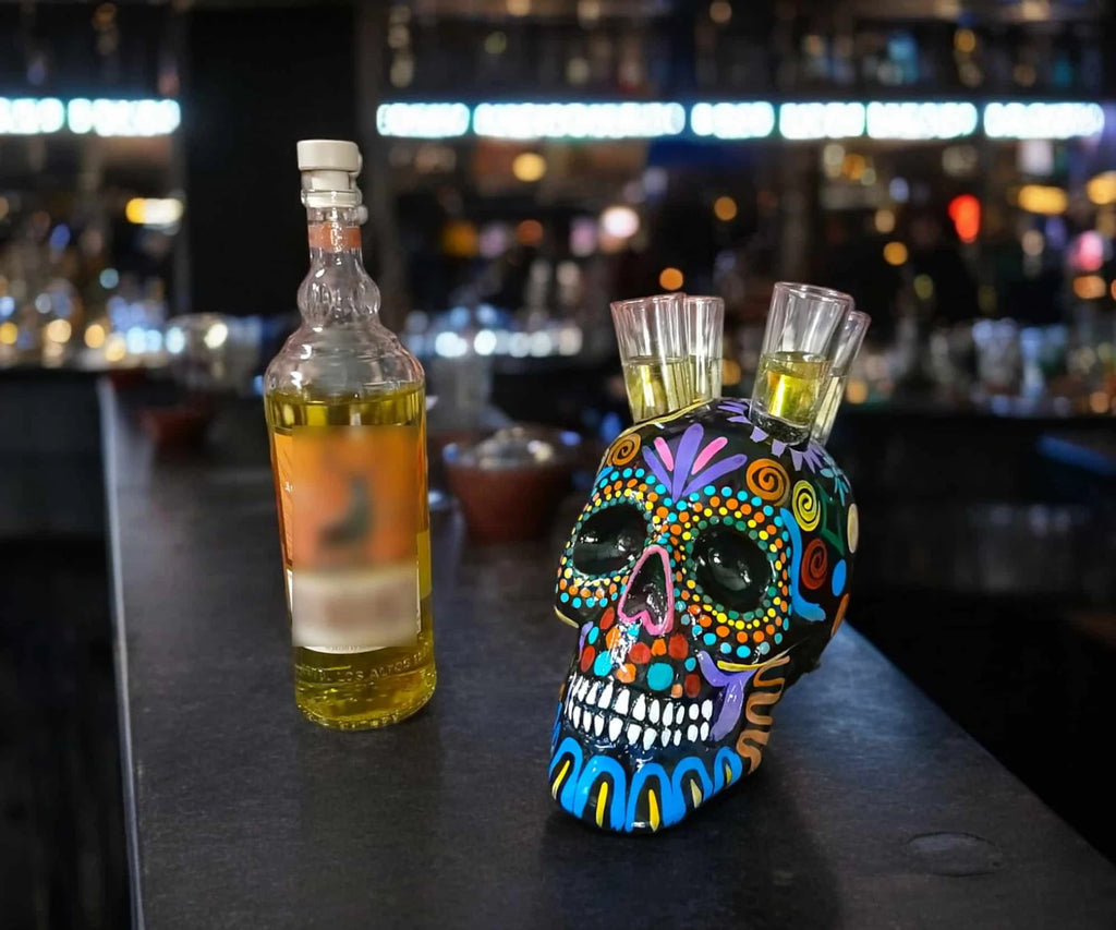 Black Skull Tequila Flight Tray with Lights for Unique Events image 0