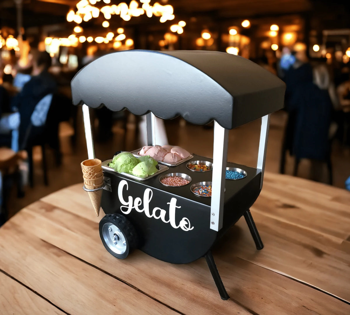 Table Top Gelato Cart / Ice Cream Cart – Boost Sales & Delight Customers<span> - </span>Black image