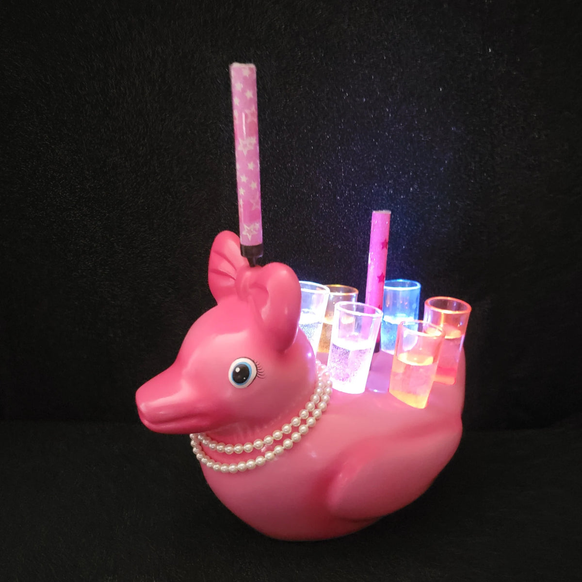 Pink LED Duck Shot Tray for 6 – Light Up Shot Glass Holder | Unique Party Shot Flight Tray for Bars & Bachelorette Parties image 3