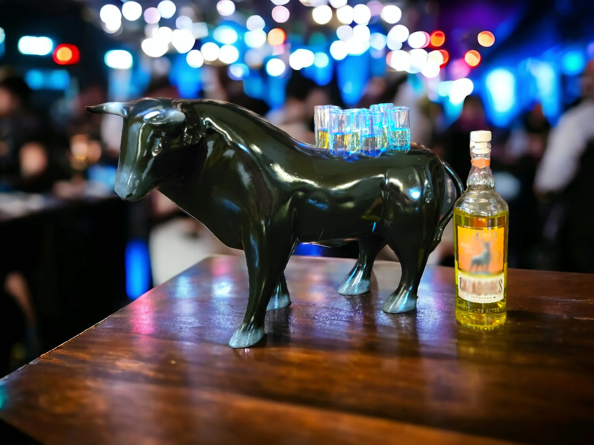 Black Tasting Flight Bull Tray with Lights for Unique Events image 2