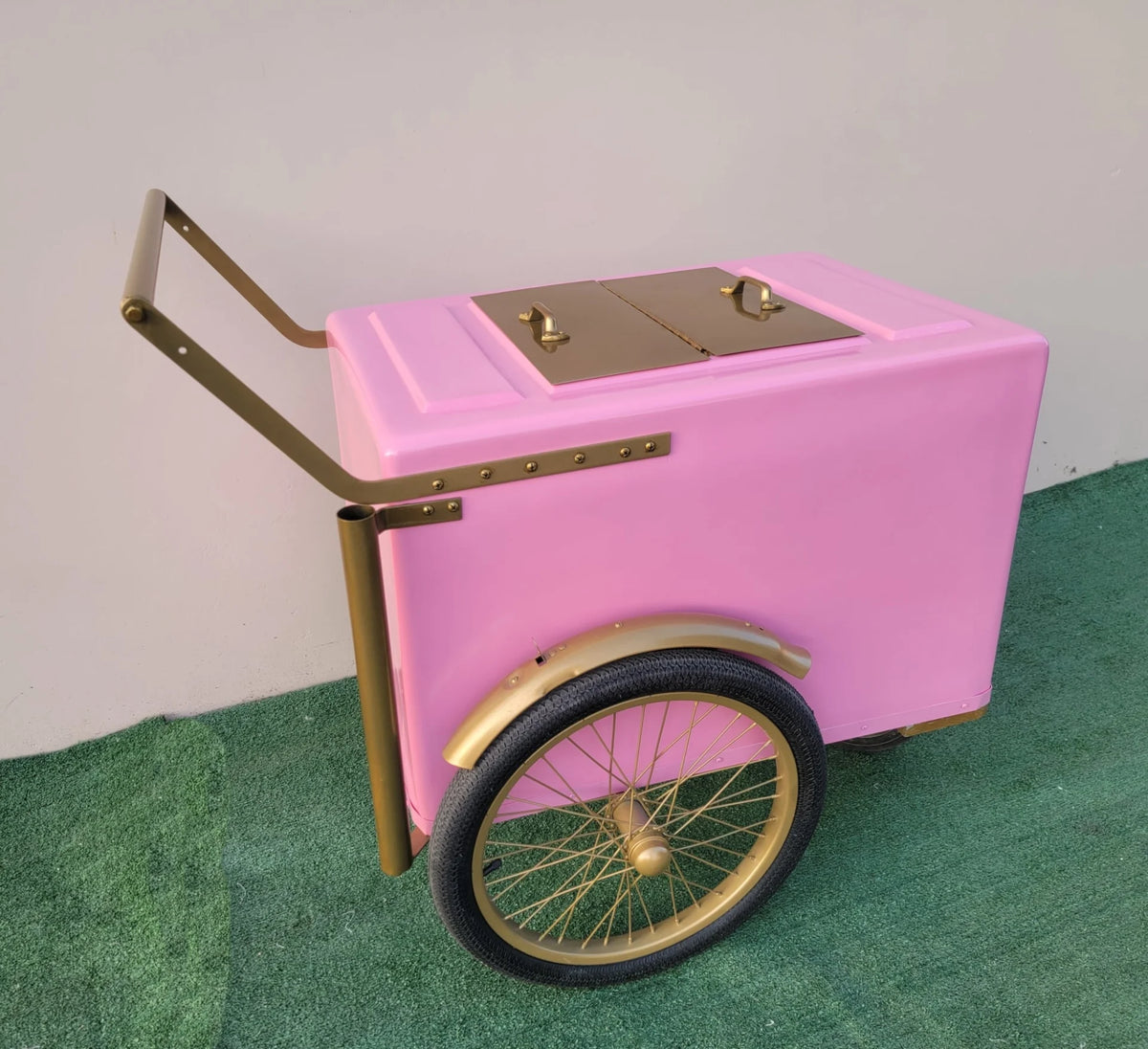 Standard Pink Popsicle Cart with Gold Trim for Events & Businesses image 2