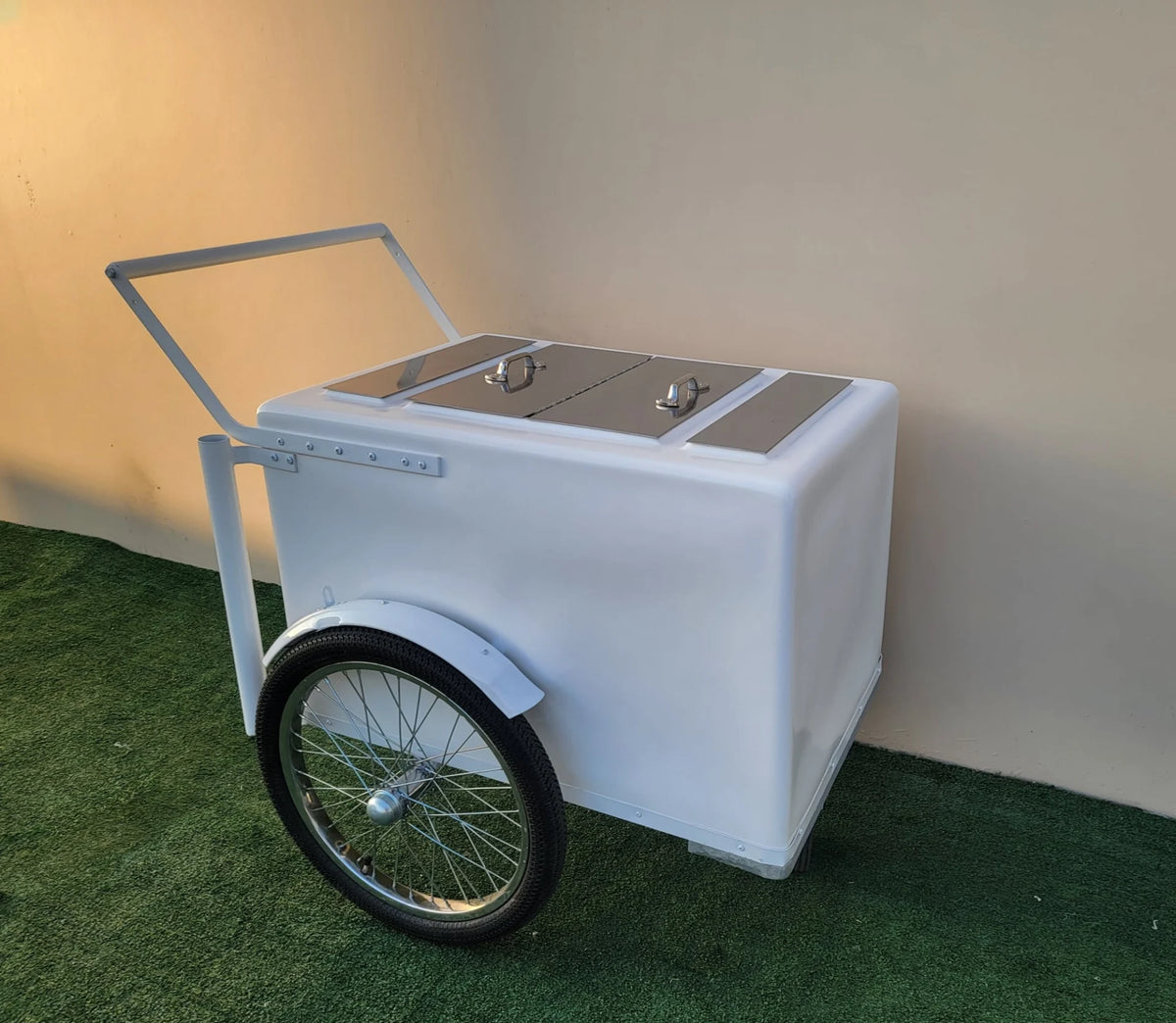 Standard White Popsicle Cart with Fenders and Bicycle Tires image 3