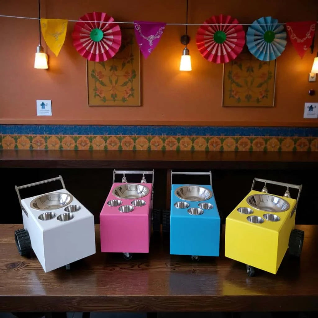 Set of 4 Colorful Small Table Top Ice Cream Cart / Snack Cart / Churro cart  – Boost Your Business image 0