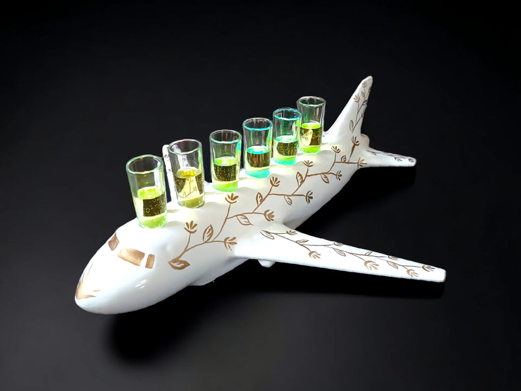 6 Shot White Airplane Tequila Flight Tray with Stunning Lights image 3