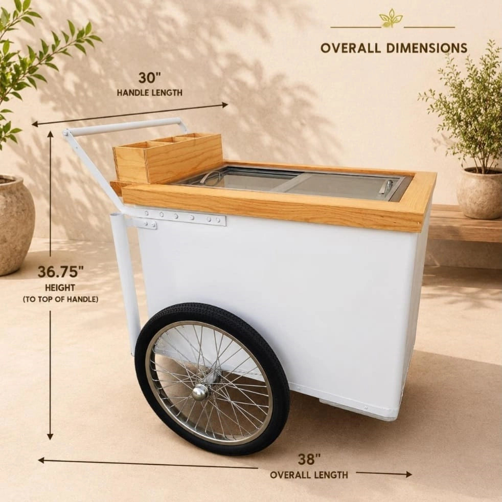 Standard Size Popsicle Cart with Sliding Glass Doors &amp; Bicycle Tires