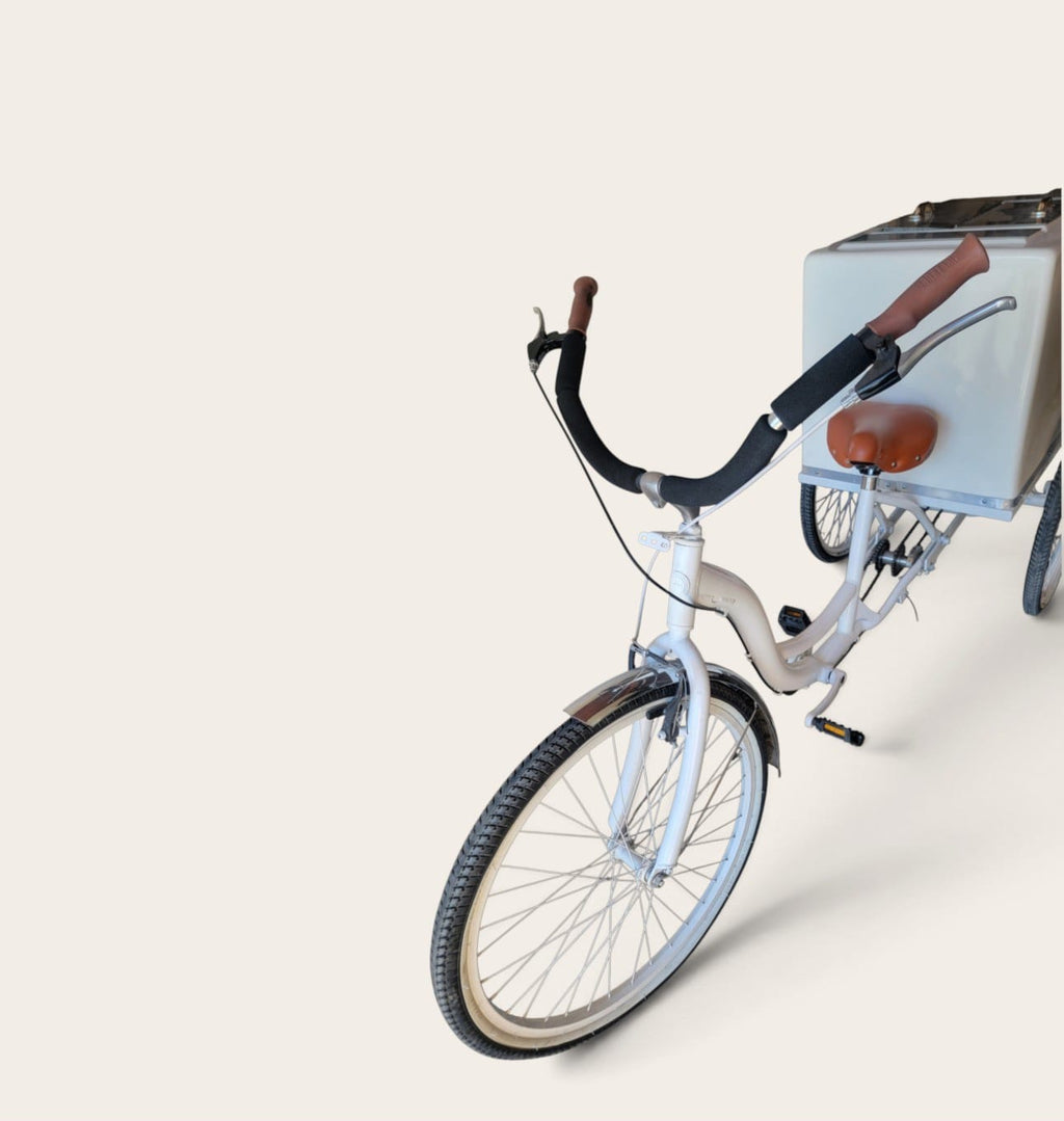 Commercial White Tricycle Popsicle Cart | Insulated Ice Cream Vending Bike for Sale