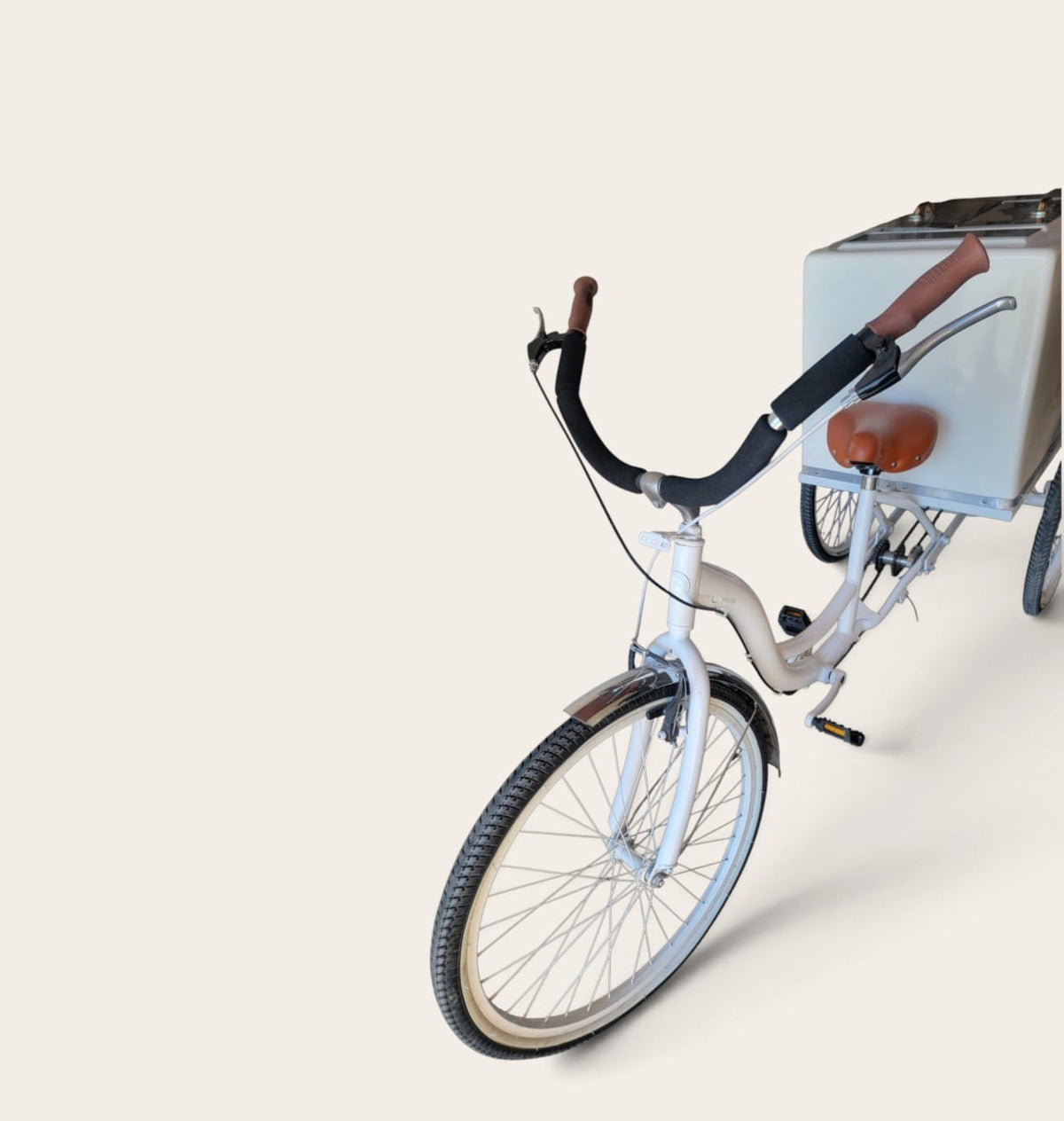 Commercial White Tricycle Popsicle Cart | Insulated Ice Cream Vending Bike for Sale