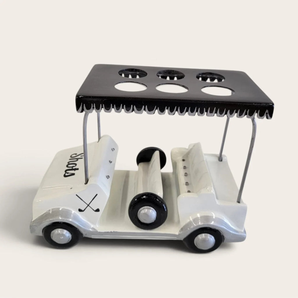 White/black Golf Cart Shot Flight Tray with LED Lights | Golf Cart Tequila Shot Holder | Shot Glass Serving Tray | Golf Lover Gift | Bar & Restaurant Drink Service