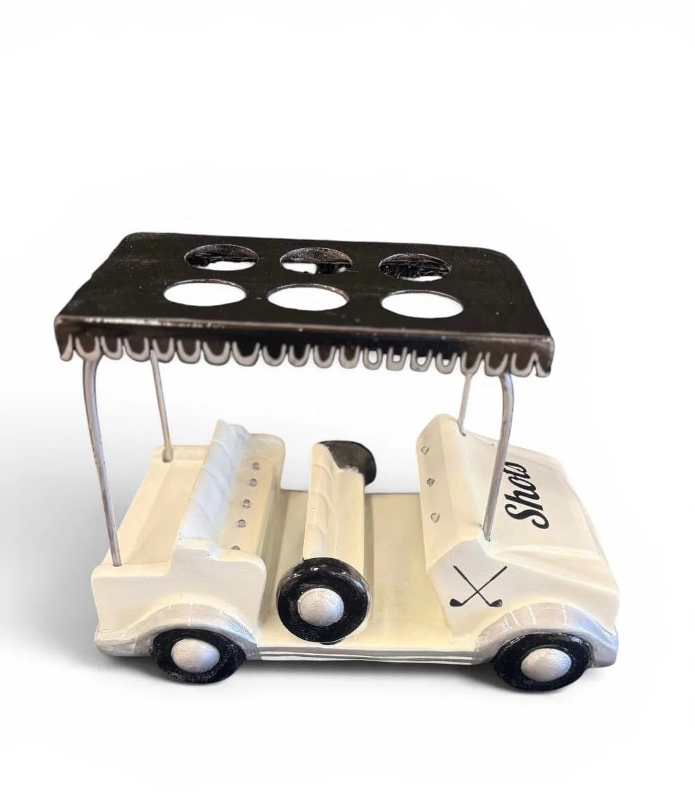 White/black Golf Cart Shot Flight Tray with LED Lights | Golf Cart Tequila Shot Holder | Shot Glass Serving Tray | Golf Lover Gift | Bar & Restaurant Drink Service
