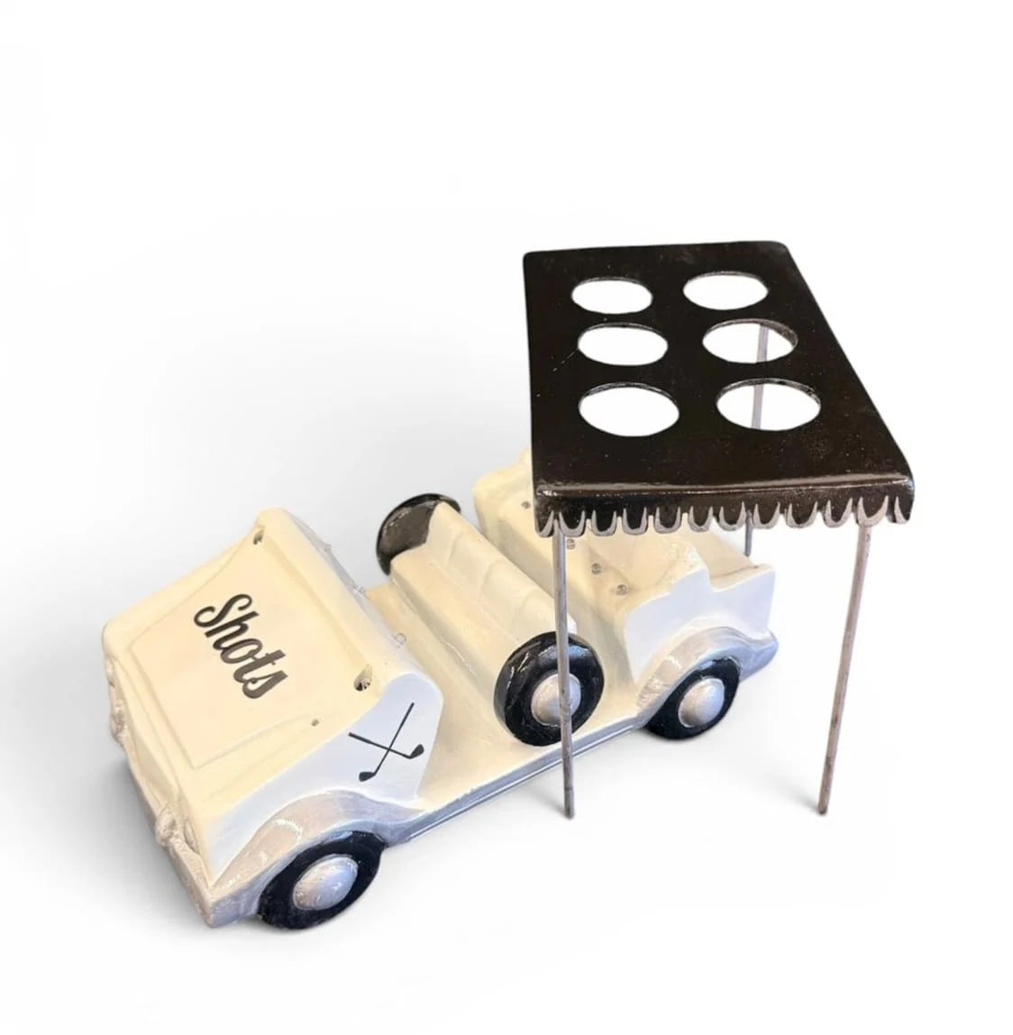 Black/Gold Golf Cart Shot Flight Tray with LED Lights | Golf Cart Tequila Shot Holder | Shot Glass Serving Tray | Golf Lover Gift | Bar & Restaurant Drink Service