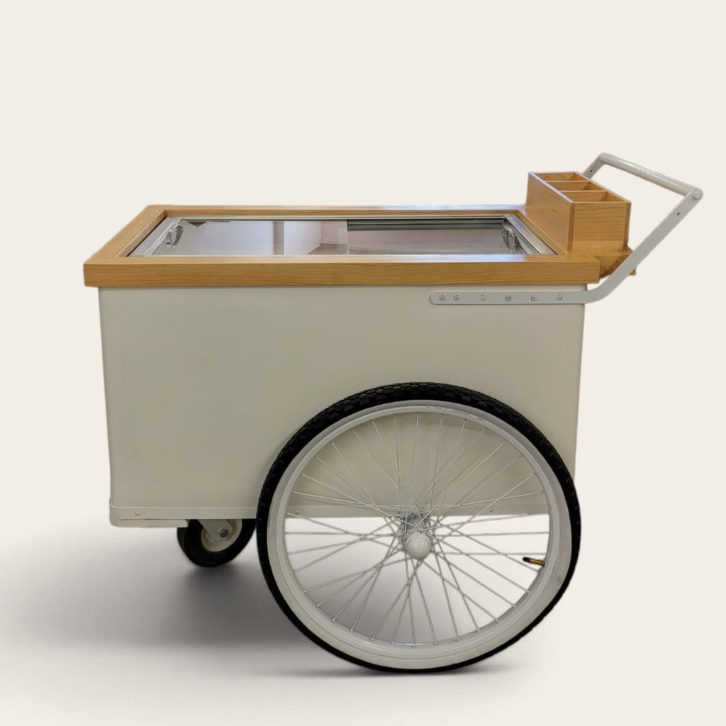 Elegant Large White Popsicle Cart with Sliding Glass Doors – 3 Unique Looks