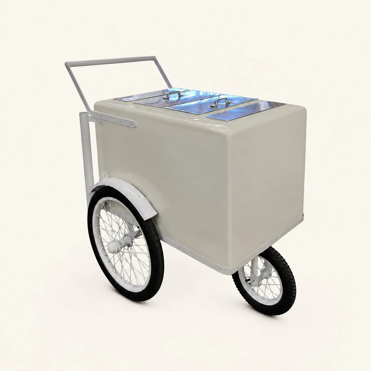 Tall Standard White Popsicle Cart with Fenders and Bicycle Tires