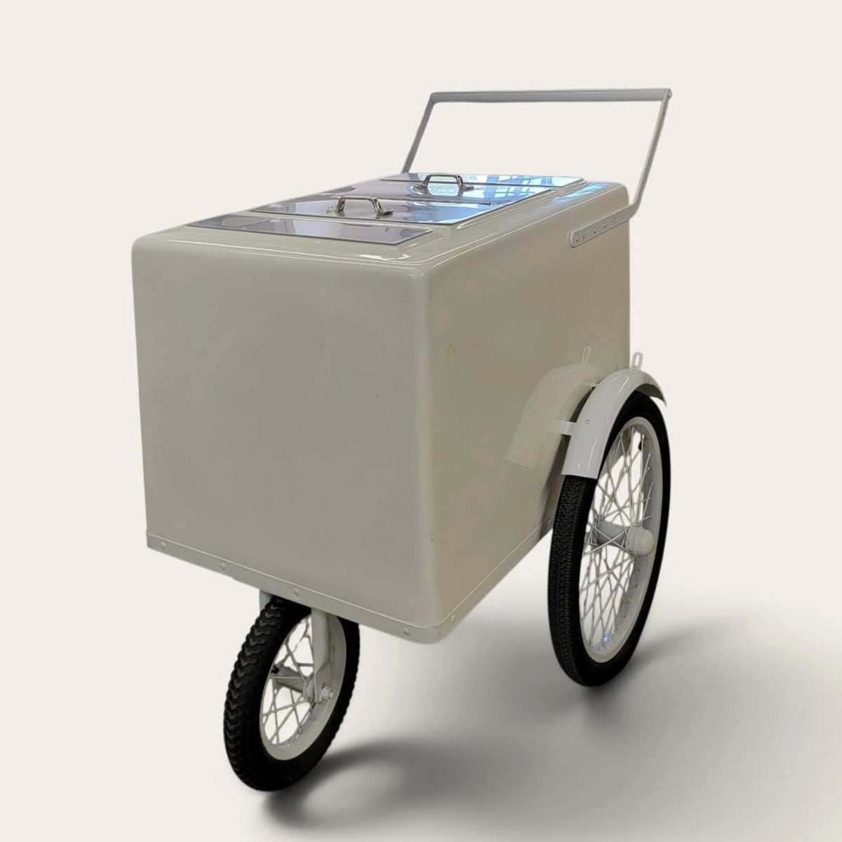Tall Standard White Popsicle Cart with Fenders and Bicycle Tires