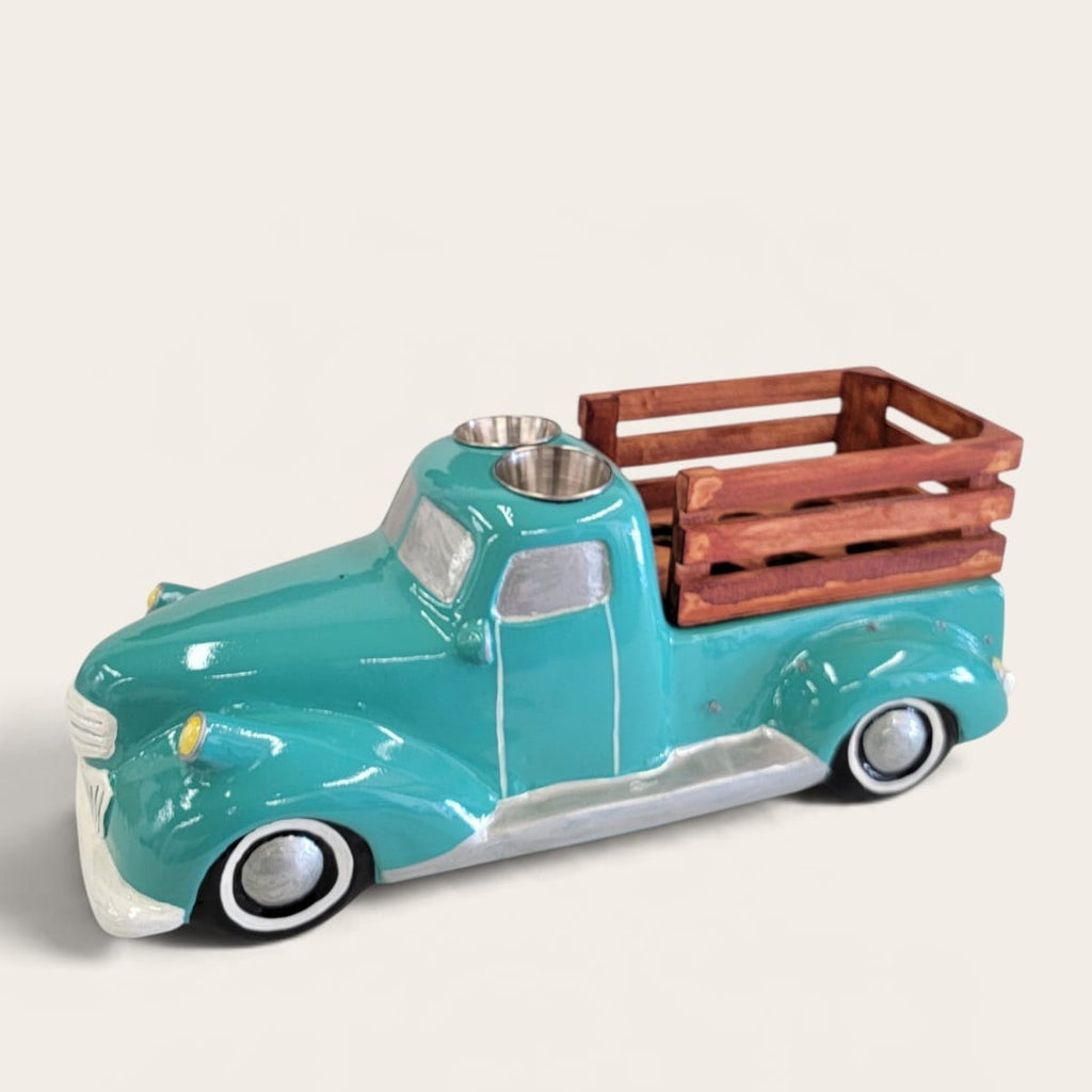 Mint Classic Truck Shot Flight Tray with LED Lights, Handmade 6 Shot Glass Holder