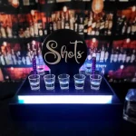 Tasting Flight Tray with Multicolor Lighting – Black