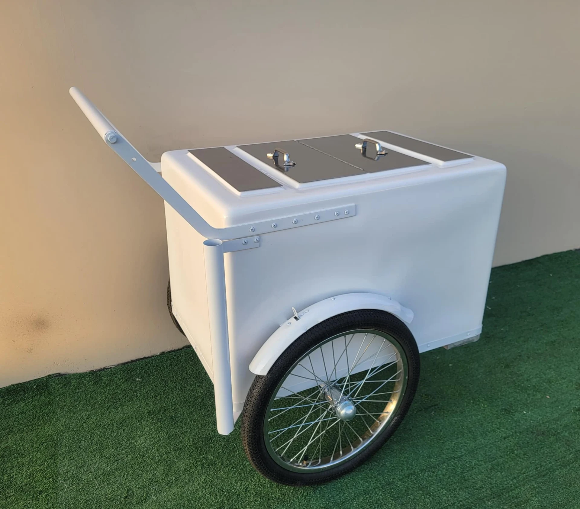 Standard White Popsicle Cart with Fenders and Bicycle Tires - Image 3