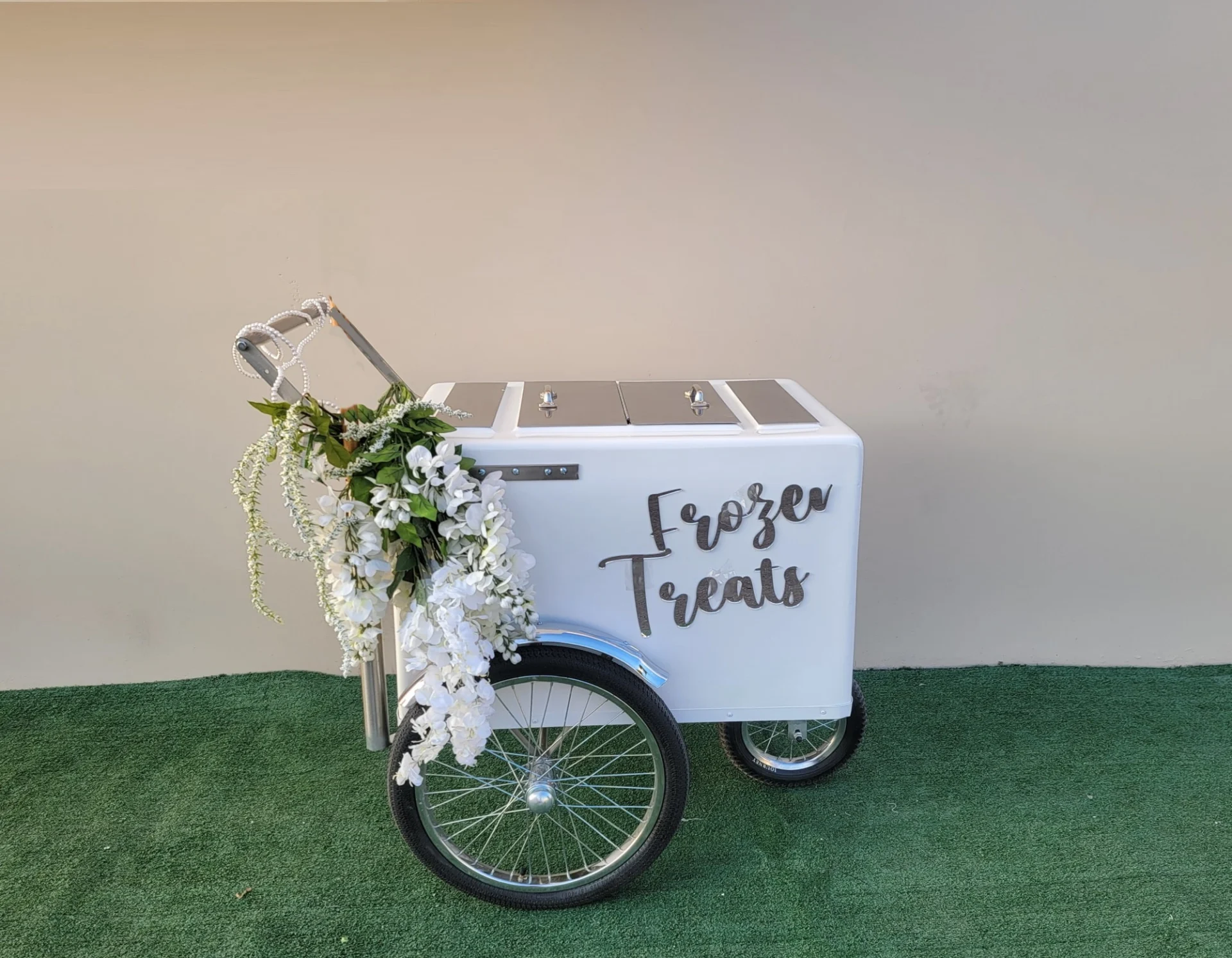 Standard Size Popsicle Cart with Chrome Trim and Bicycle Tires