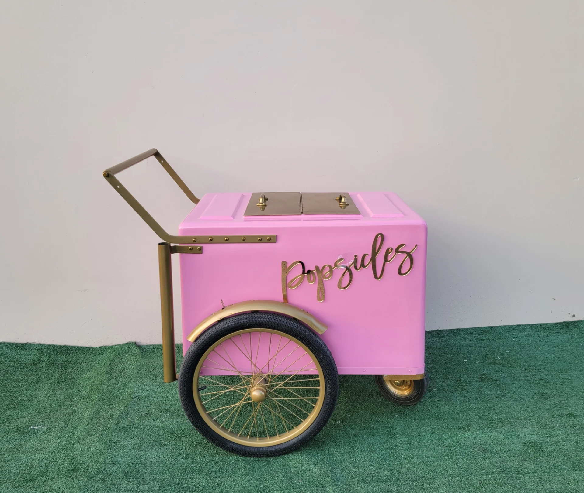 Standard Pink Popsicle Cart with Gold Trim for Events & Businesses - Image 2