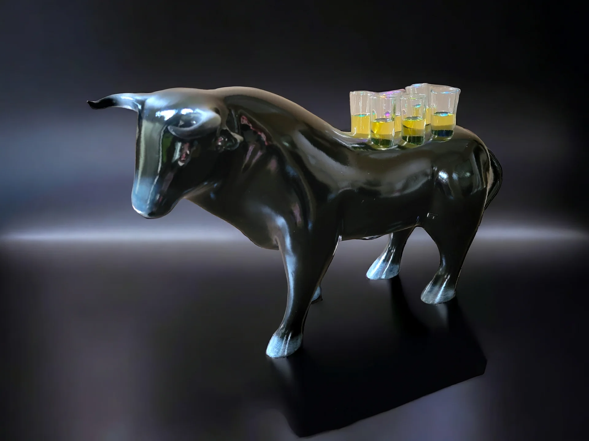 Black Tasting Flight Bull Tray with Lights for Unique Events - Image 2