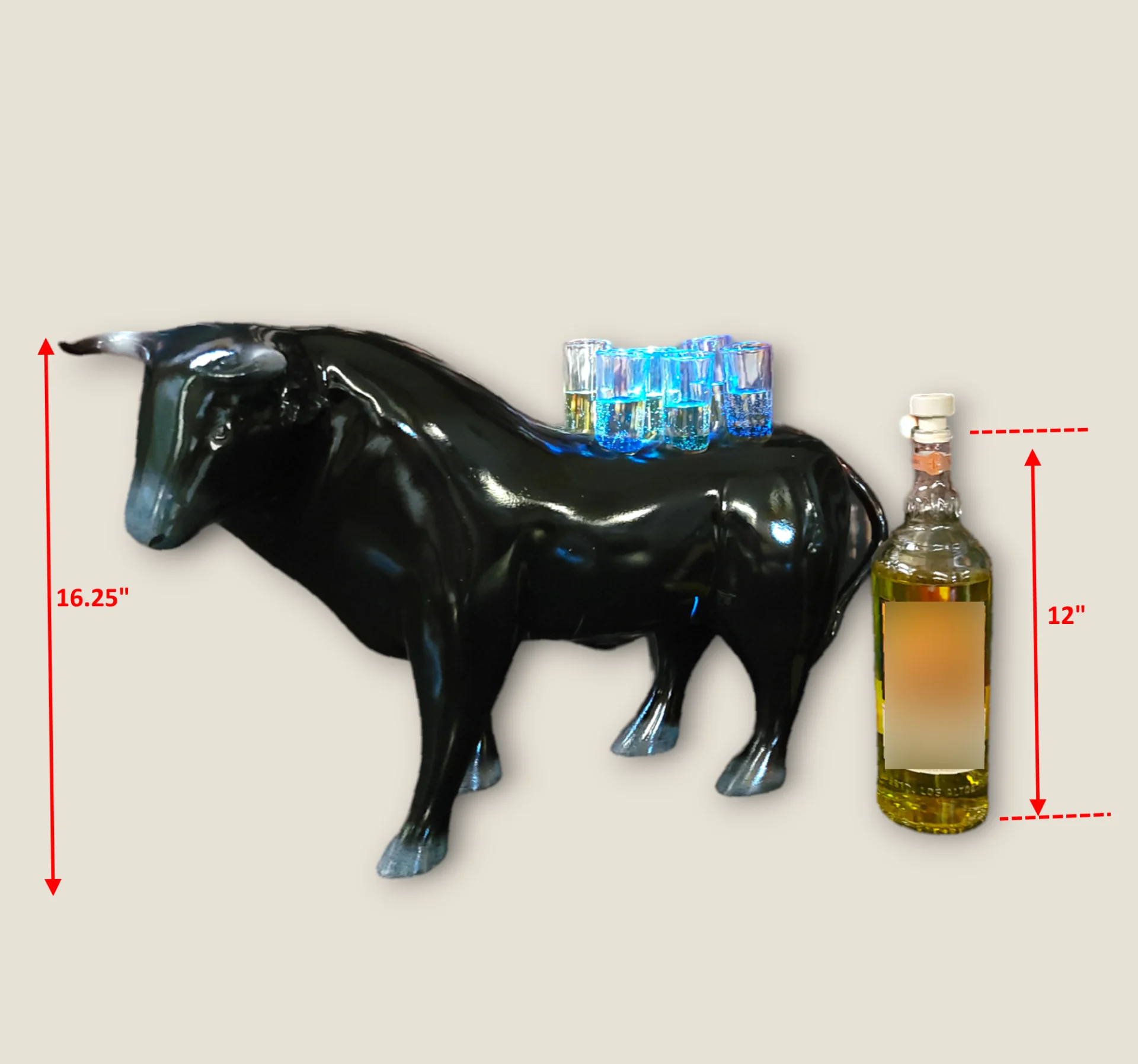 Black Tasting Flight Bull Tray with Lights for Unique Events - Image 9