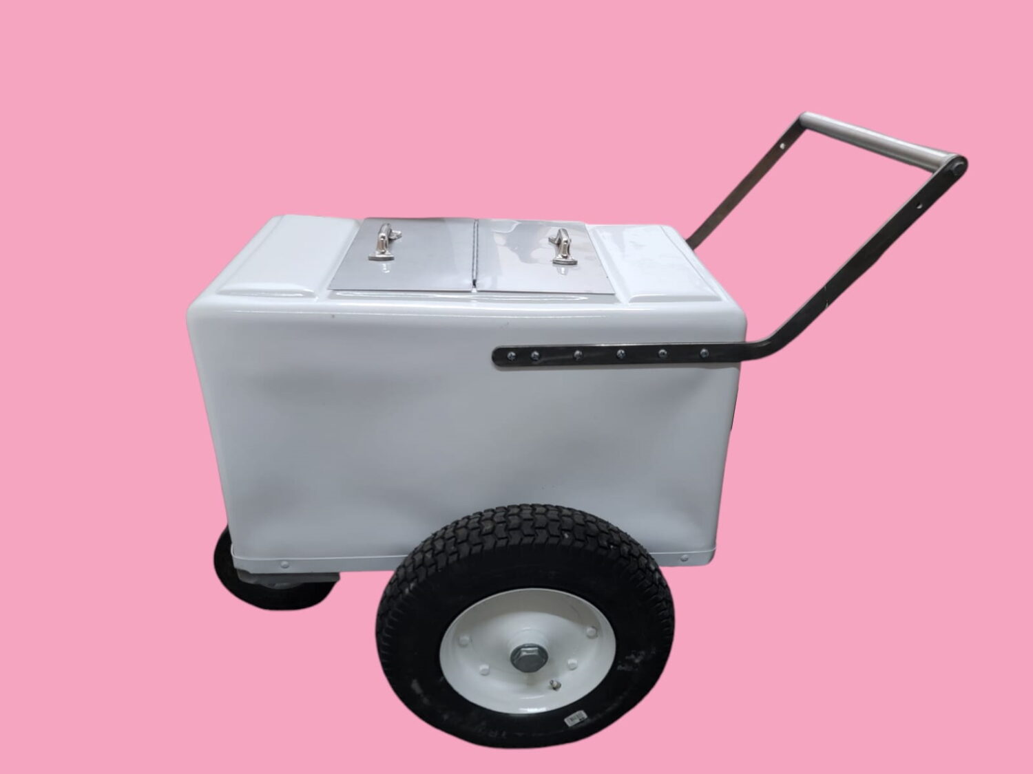 Classic Popsicle Cart Small Size – White with Thick Tires - Image 3