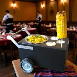 Charming Tabletop Snack Cart, Corn Cart – Perfect for Street-Style Esquites, corn on the cob, Ice cream & Treats
