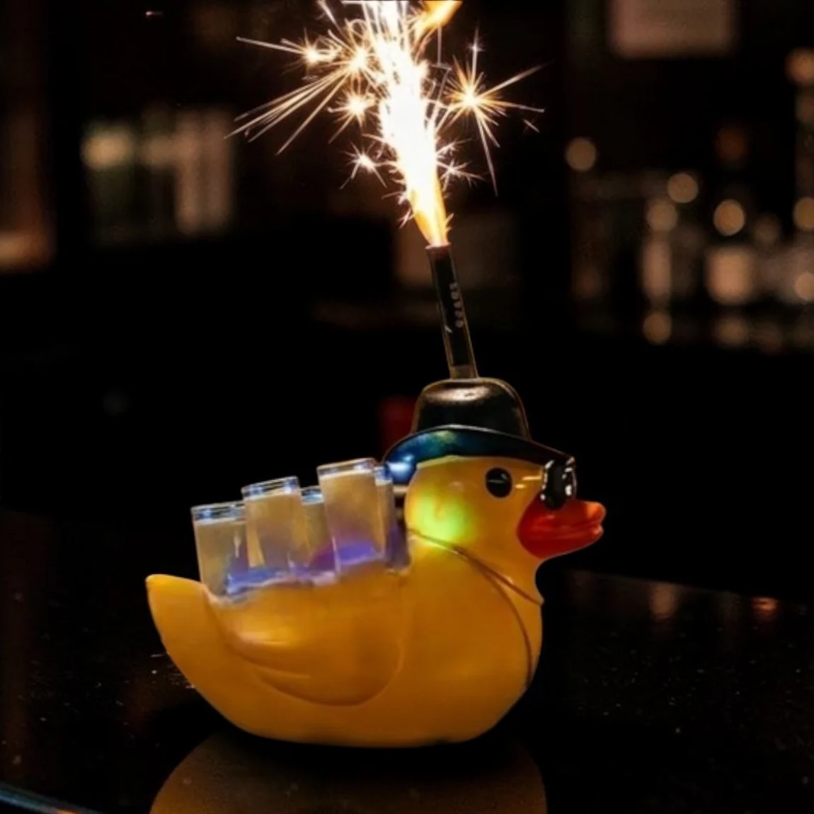 LED Disco Cowboy Duck Shot Tray – Light Up 6 Shot Glass Holder for Bars, Bottle Service, Bachelorette Parties & Western Party Decor