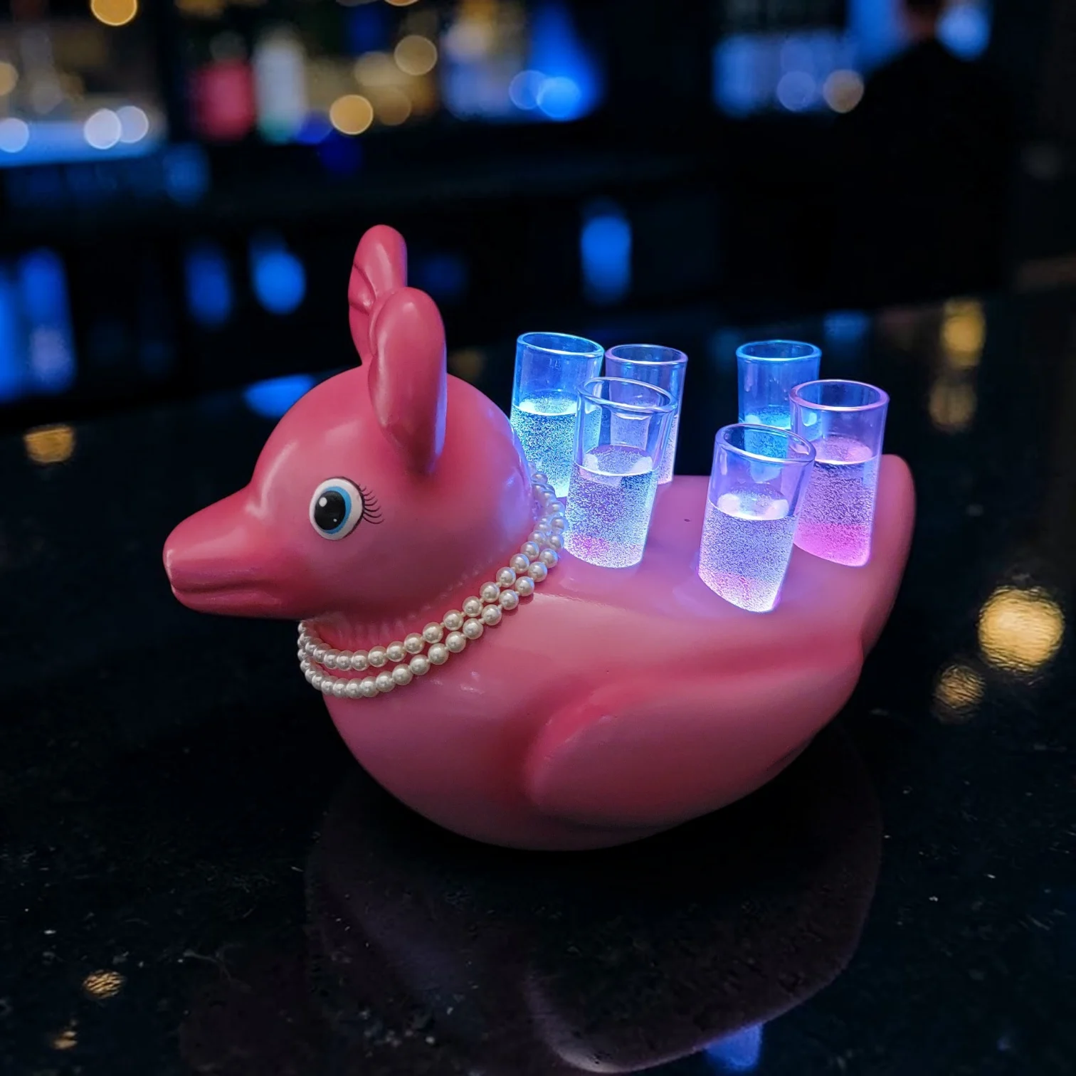 Pink LED Duck Shot Tray for 6 – Light Up Shot Glass Holder | Unique Party Shot Flight Tray for Bars & Bachelorette Parties